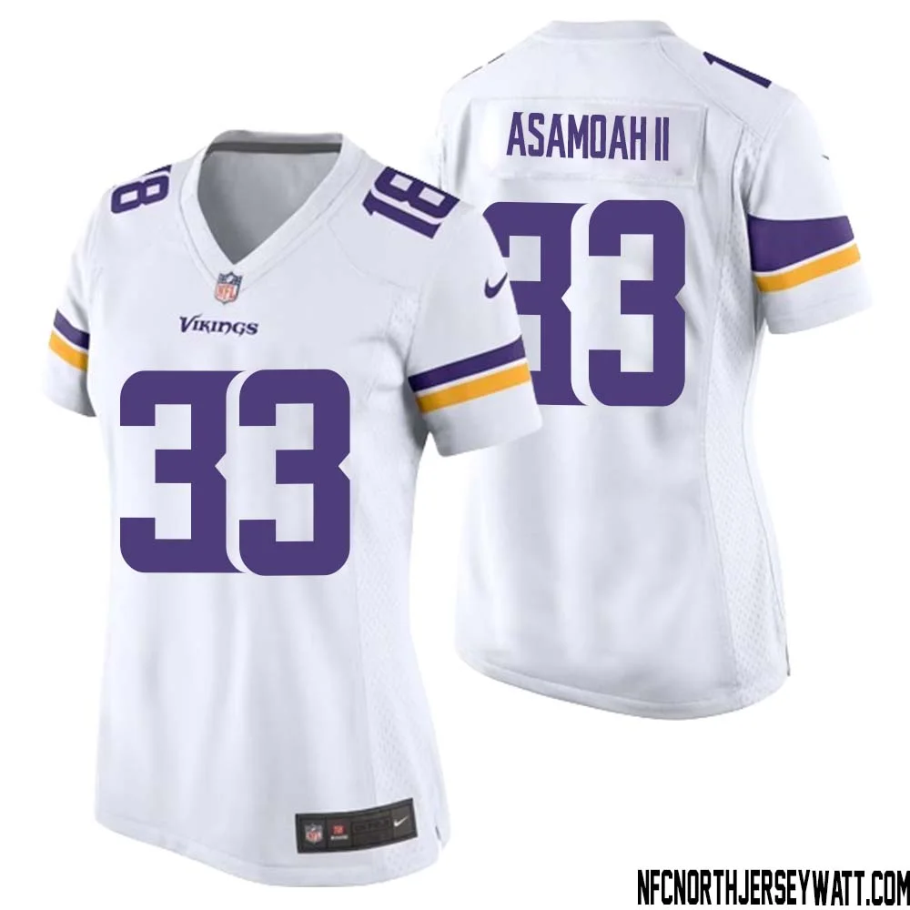 Brian Asamoah II No 33 Women White Minnesota Vikings Game Player Away Jersey