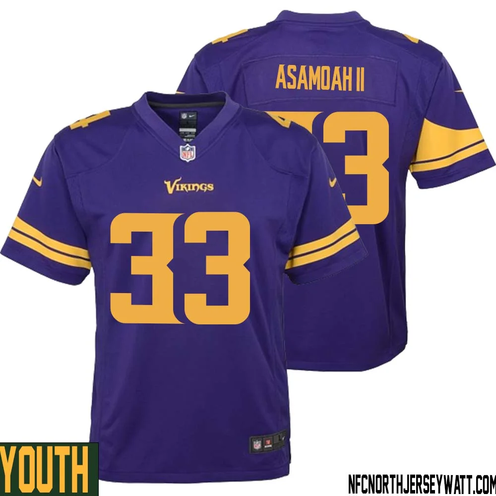 Brian Asamoah II No 33 Youth Purple Minnesota Vikings Alternate Game Jersey
