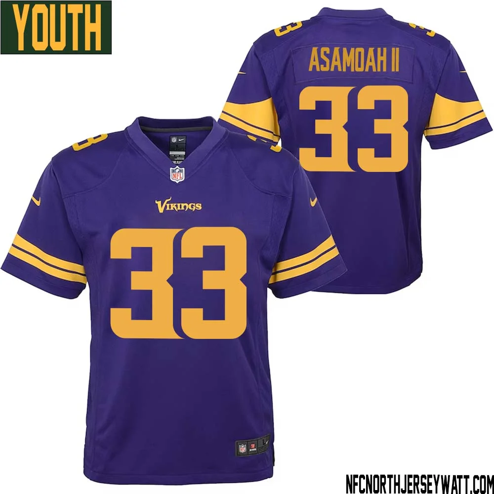 Brian Asamoah II No 33 Youth Purple Minnesota Vikings Color Rush Vapor Untouchable Limited Jersey