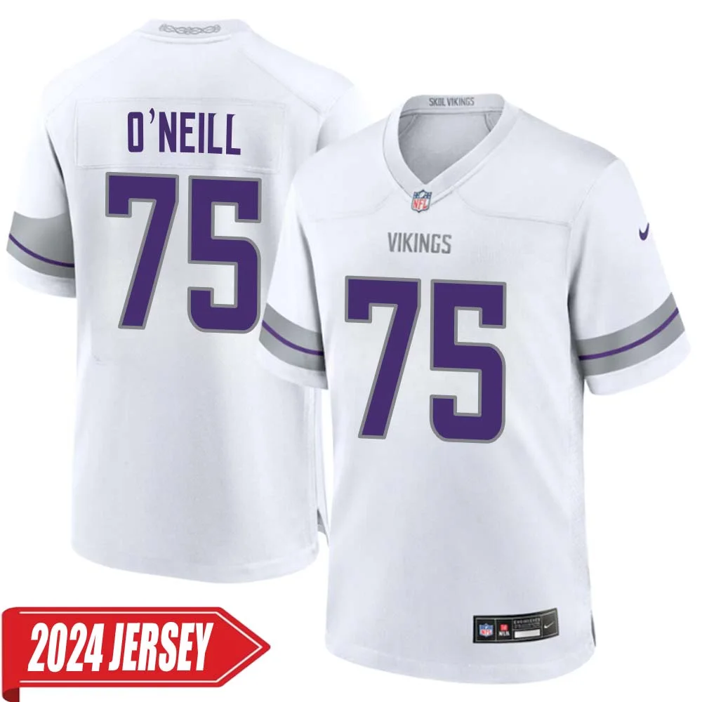 Brian O Neill No 75 Men s Minnesota Vikings White Alternate Custom Game 2024 Jersey