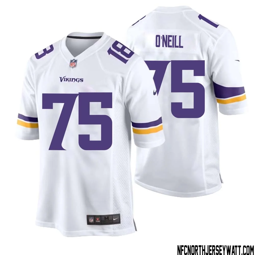 Brian ONeill No 75 Men White Minnesota Vikings Game Player Away Jersey