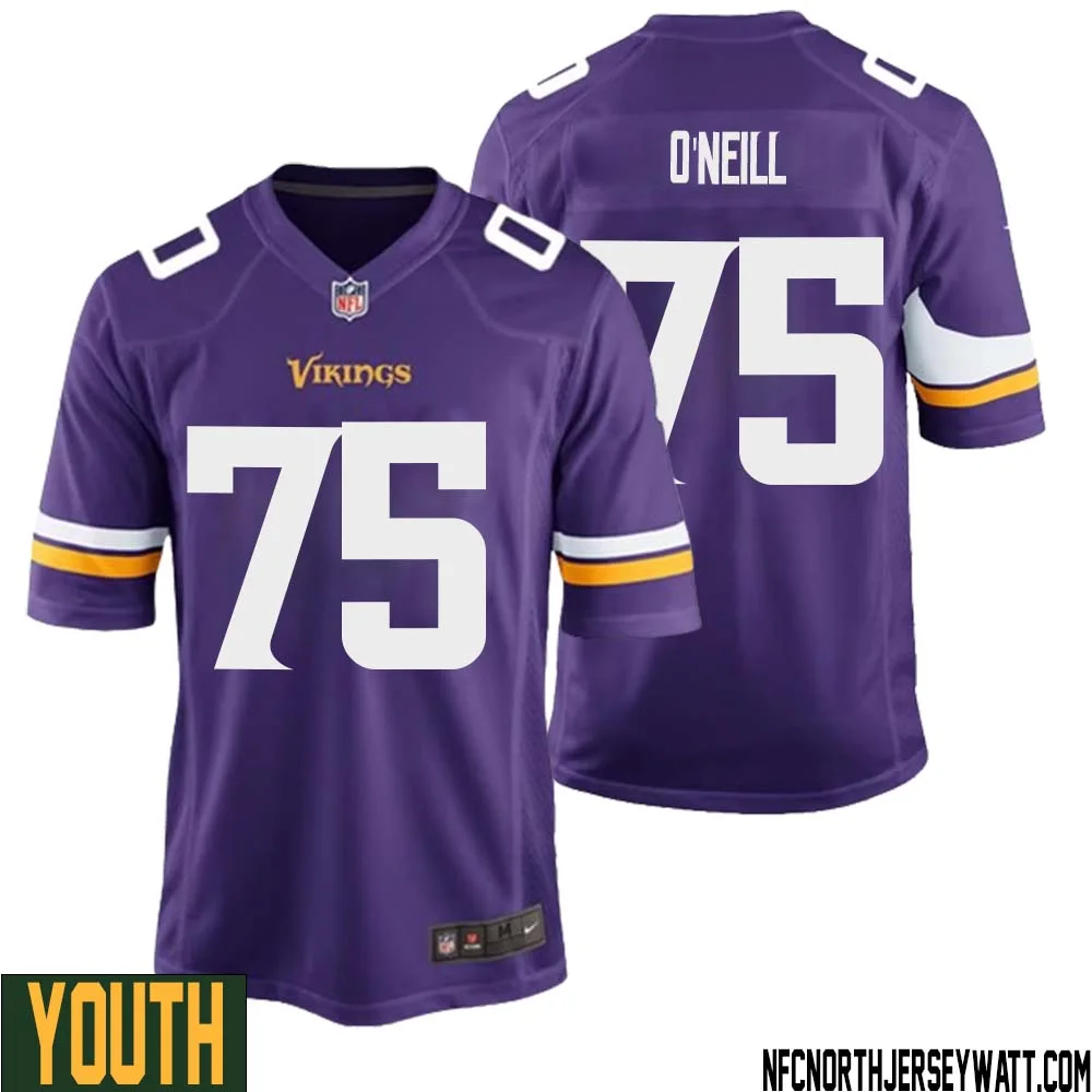 Brian ONeill No 75 Minnesota Vikings Game Jersey Court Purple for Youth 1
