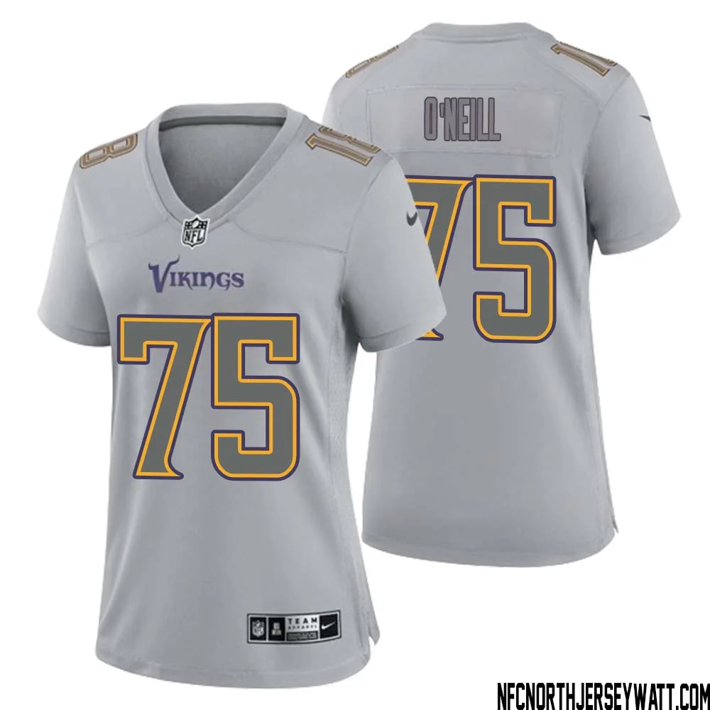 Brian ONeill No 75 Women Gray Minnesota Vikings Atmosphere Fashion Game Jersey