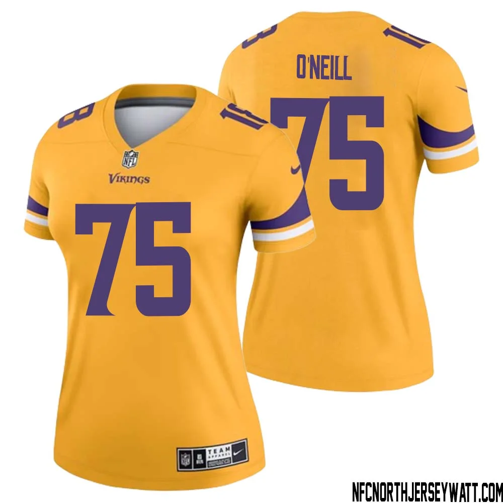 Brian ONeill No 75 Women Minnesota Vikings Gold Inverted Legend Jersey