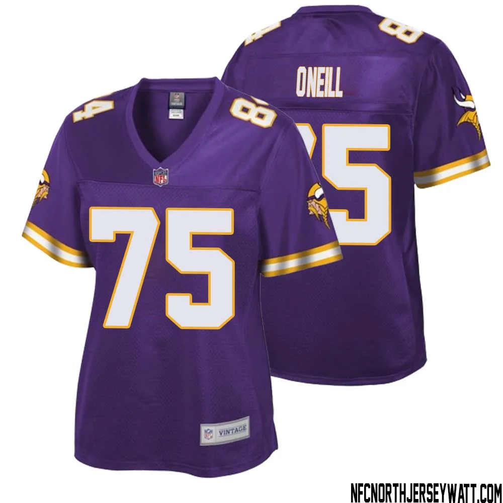 Brian ONeill No 75 Women NFL Pro Line Purple Minnesota Vikings Retired Player Replica Jersey