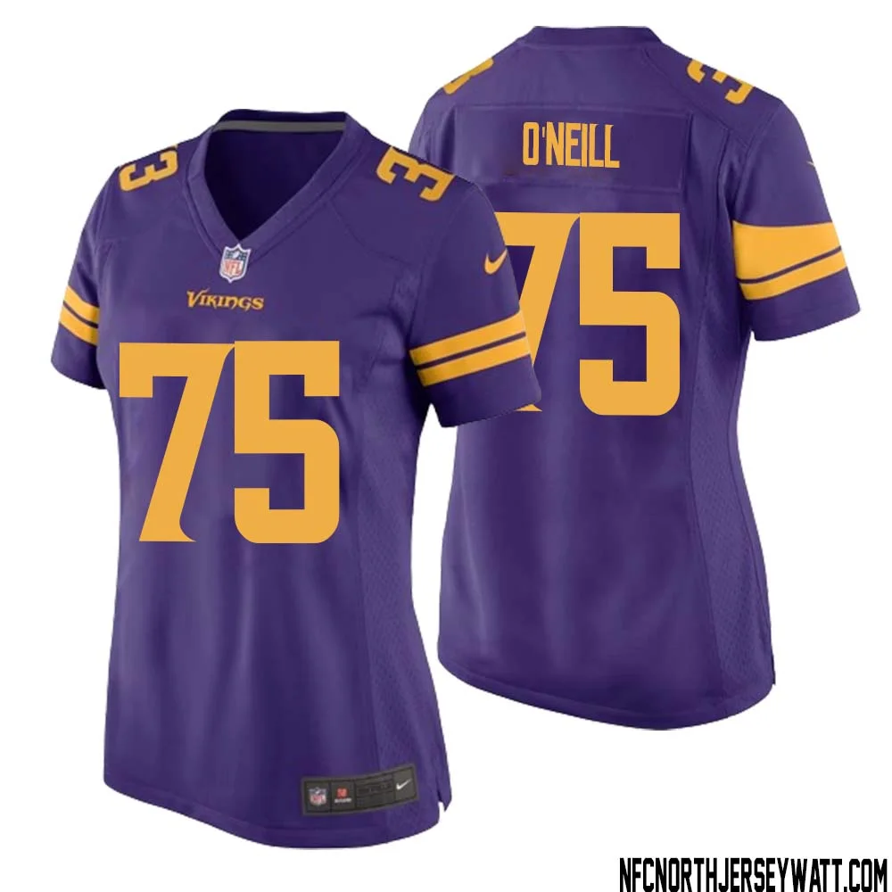 Brian ONeill No 75 Women Purple Minnesota Vikings Alternate Game Jersey