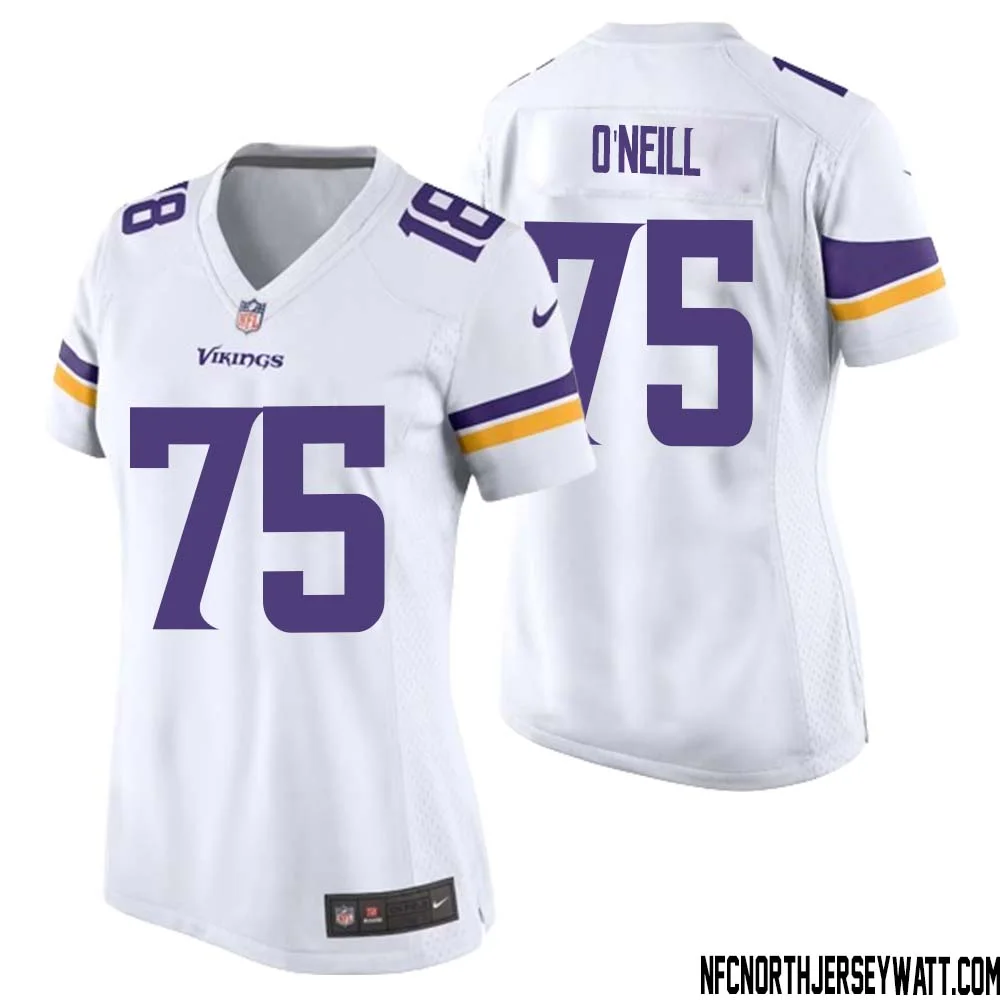 Brian ONeill No 75 Women White Minnesota Vikings Game Player Away Jersey