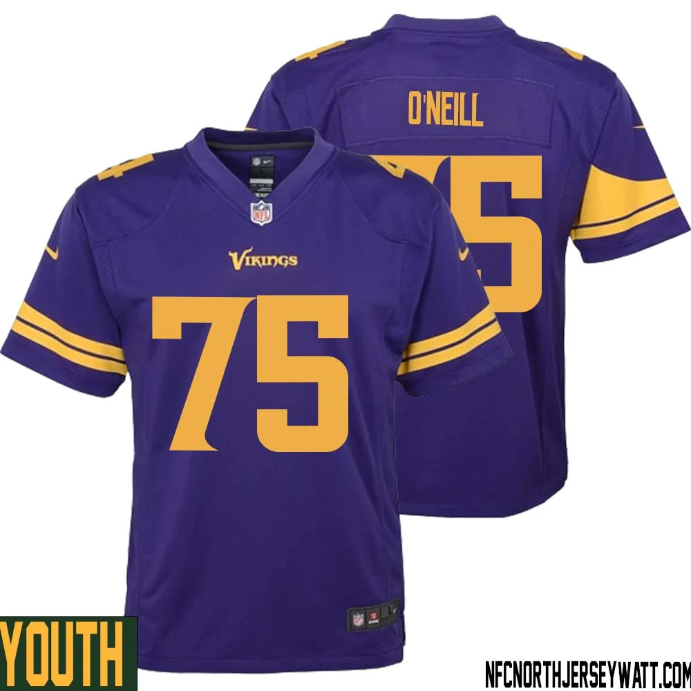 Brian ONeill No 75 Youth Purple Minnesota Vikings Alternate Game Jersey
