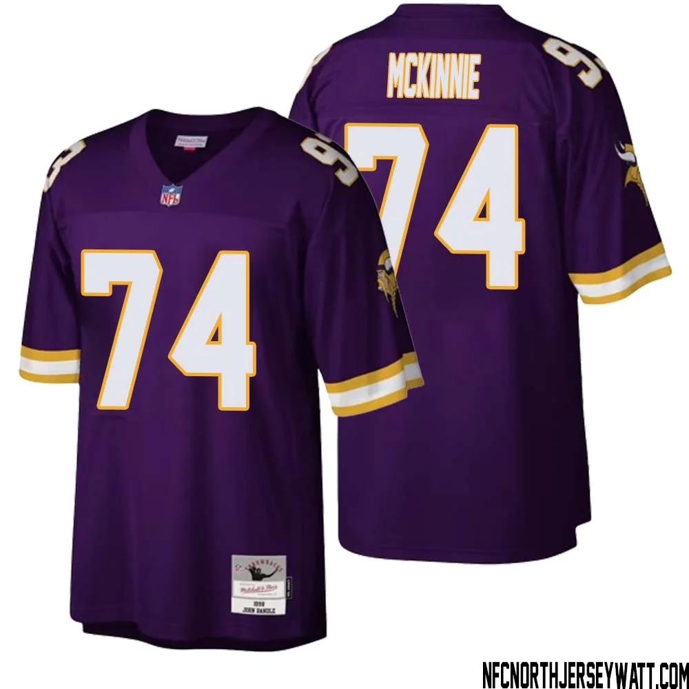 Bryant McKinnie No 74 Men Mitchell Ness Purple Minnesota Vikings Legacy Replica Jersey 1