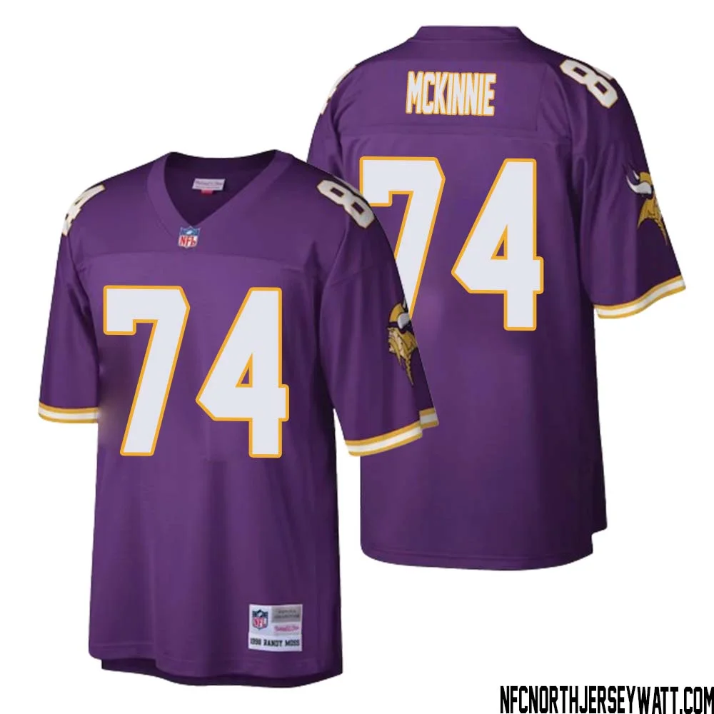 Bryant McKinnie No 74 Men Mitchell Ness Purple Minnesota Vikings Retired Player Legacy Replica Jersey