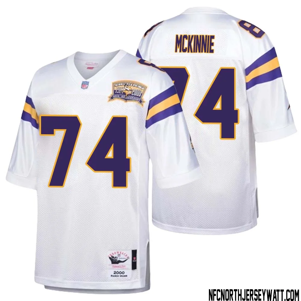 Bryant McKinnie No 74 Men Mitchell Ness White Minnesota Vikings Authentic Throwback Retired Player Jersey