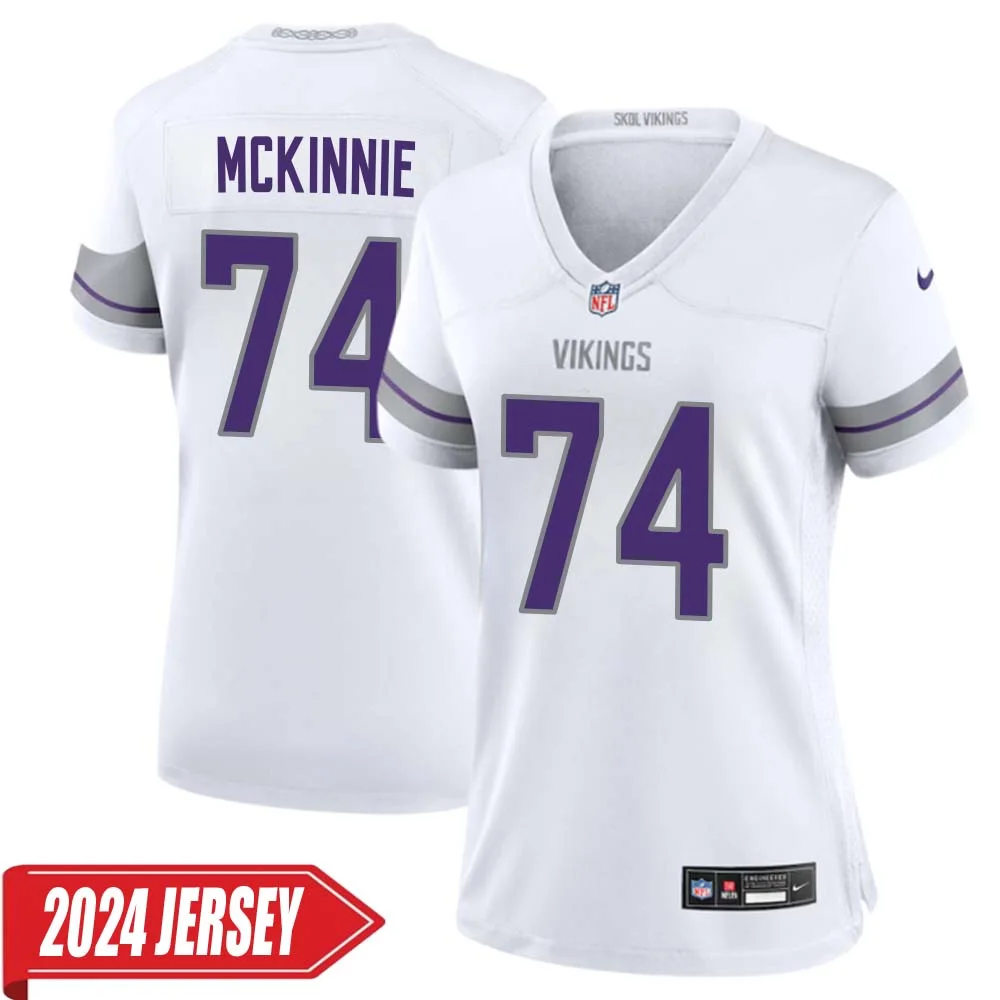 Bryant McKinnie No 74 Woman s Minnesota Vikings White Alternate Custom Game 2024 Jersey