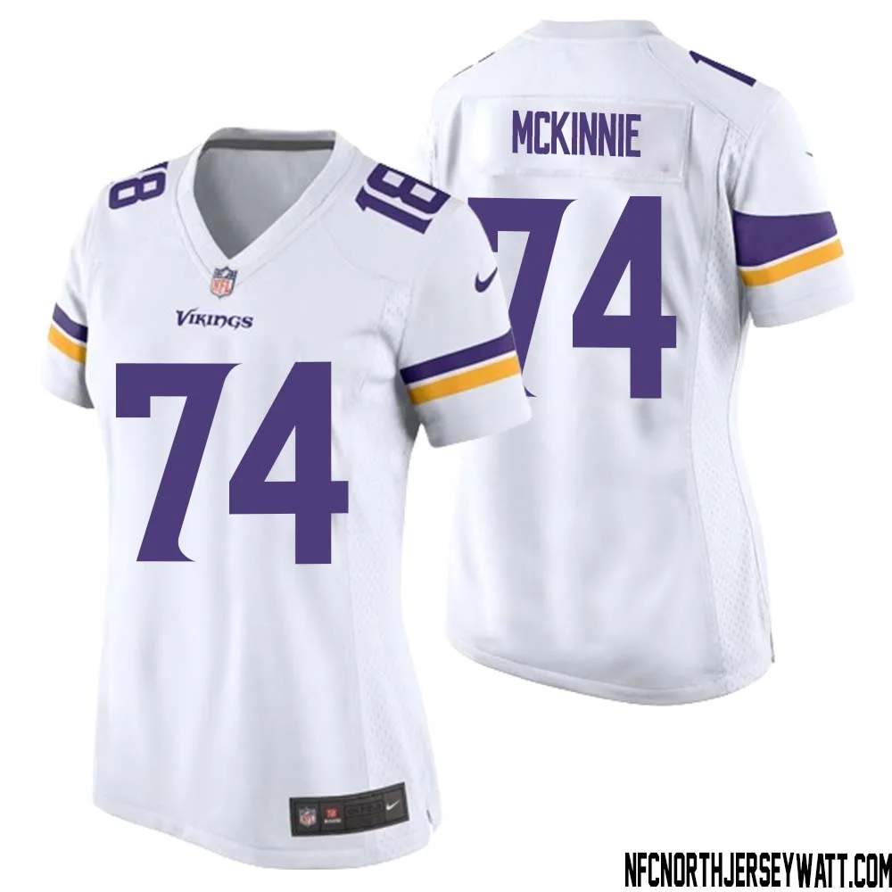 Bryant McKinnie No 74 Women White Minnesota Vikings Game Player Away Jersey