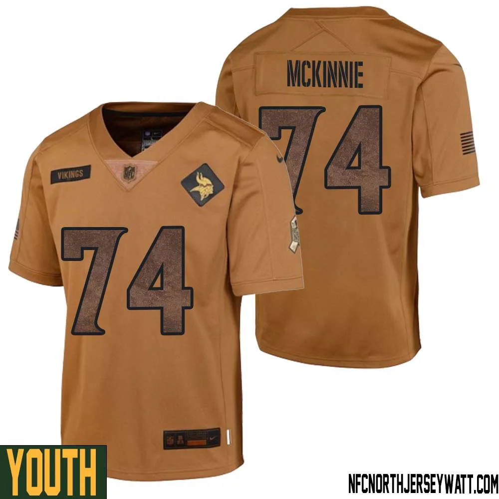 Bryant McKinnie No 74 Youth Brown Minnesota Vikings 2023 Salute To Service Limited Jersey 1