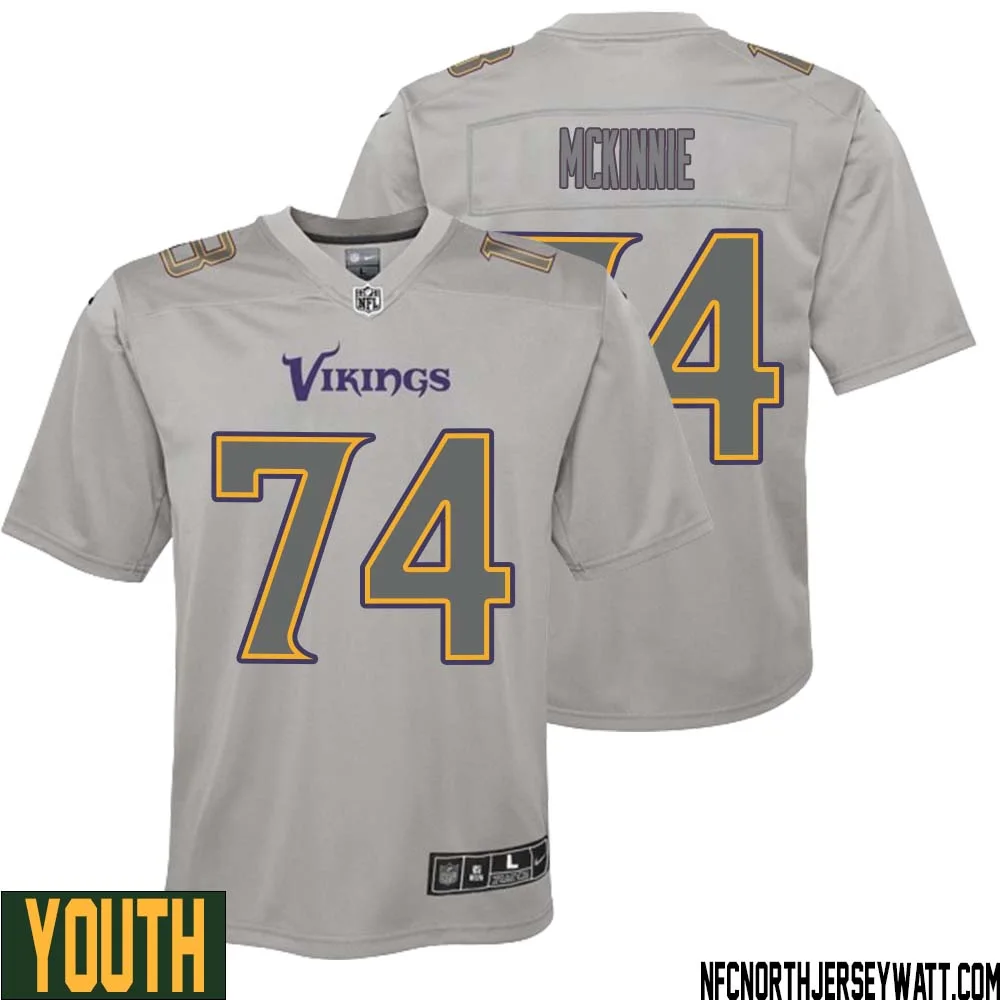 Bryant McKinnie No 74 Youth Gray Minnesota Vikings Atmosphere Fashion Game Jersey 1