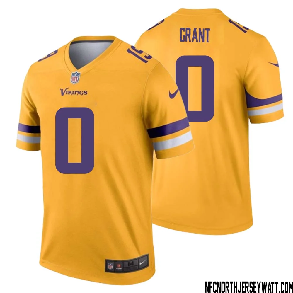 Bud Grant No 0 Men Minnesota Vikings Gold Inverted Legend Jersey