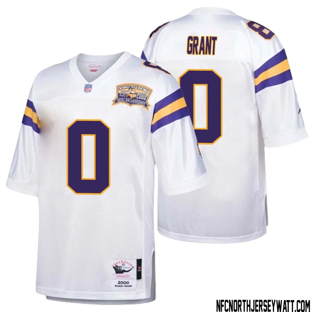 Bud Grant No 0 Men Mitchell Ness White Minnesota Vikings Authentic Throwback Retired Player Jersey