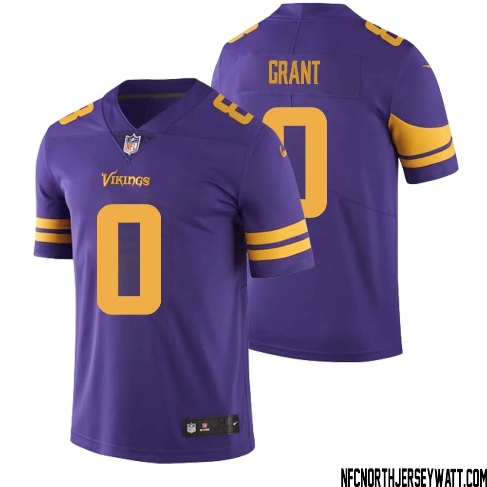 Bud Grant No 0 Men Purple Minnesota Vikings Color Rush Vapor Untouchable Limited Jersey 1