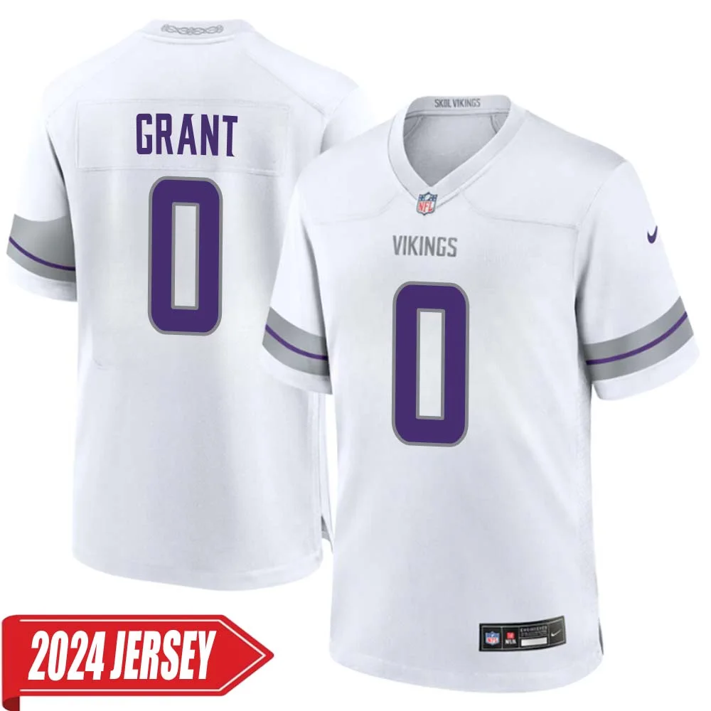 Bud Grant No 0 Men s Minnesota Vikings White Alternate Custom Game 2024 Jersey