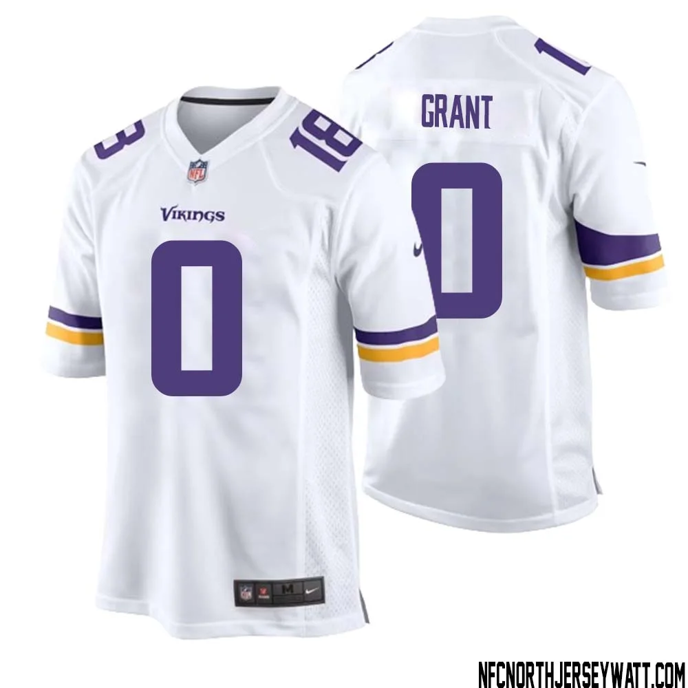 Bud Grant No 0 Men White Minnesota Vikings Game Player Away Jersey