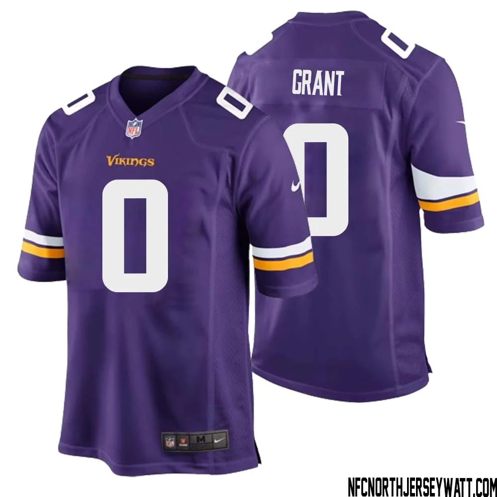 Bud Grant No 0 Minnesota Vikings Game Jersey Court Purple for Mens 1