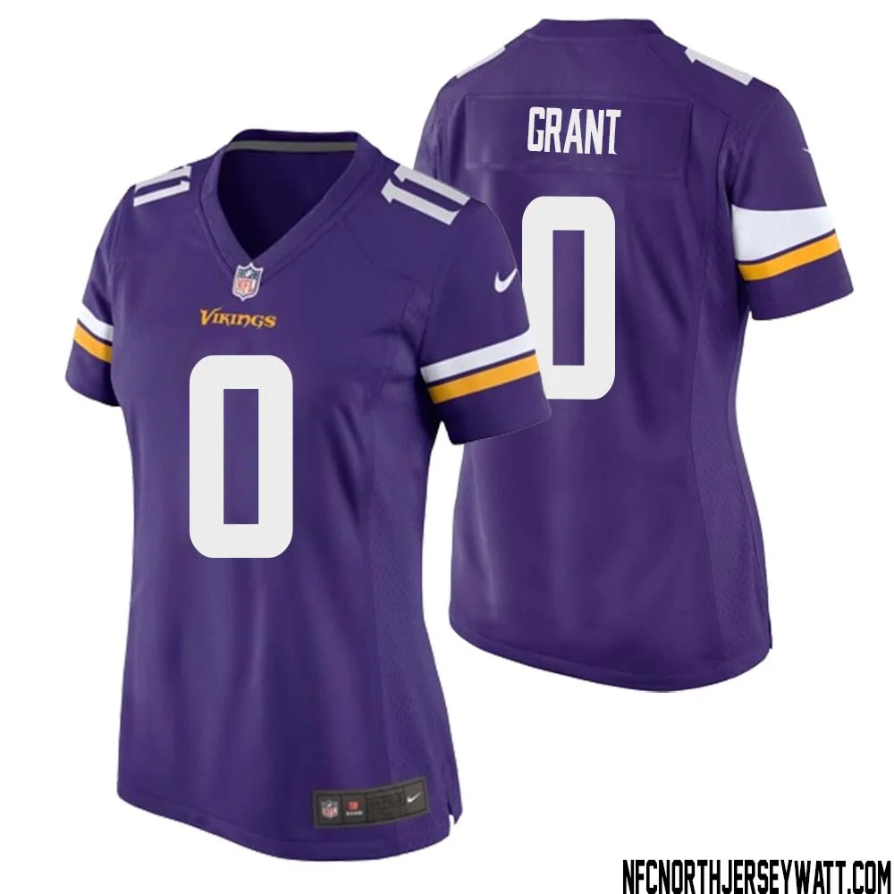 Bud Grant No 0 Minnesota Vikings Game Jersey Court Purple for Womens 1
