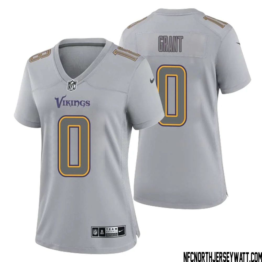Bud Grant No 0 Women Gray Minnesota Vikings Atmosphere Fashion Game Jersey