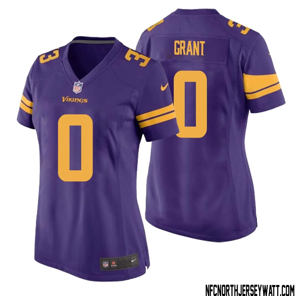 Bud Grant No 0 Women Purple Minnesota Vikings Alternate Game Jersey