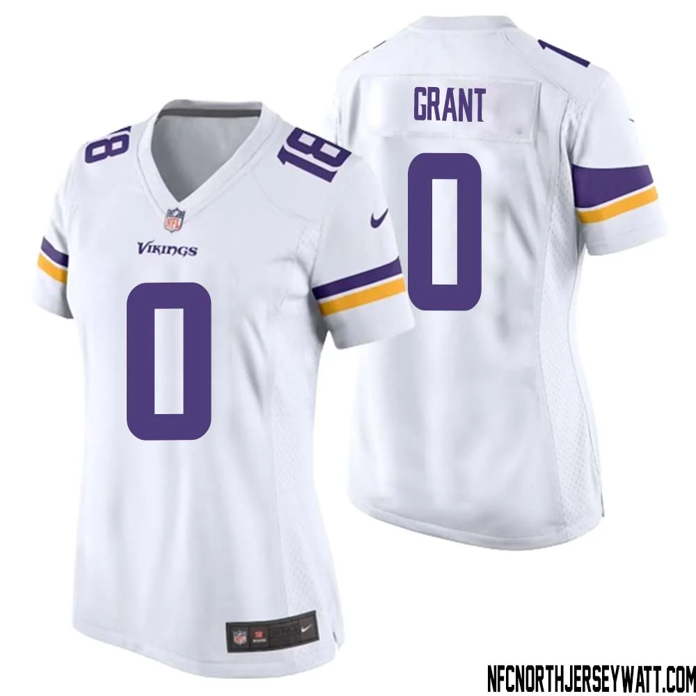 Bud Grant No 0 Women White Minnesota Vikings Game Player Away Jersey 1