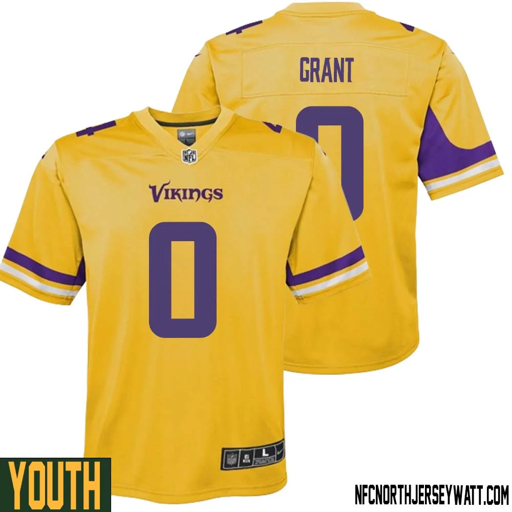 Bud Grant No 0 Youth Minnesota Vikings Gold Inverted Legend Jersey 1
