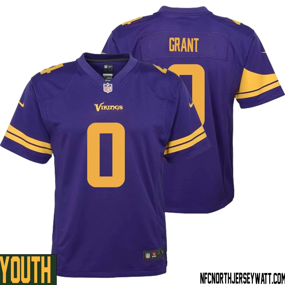 Bud Grant No 0 Youth Purple Minnesota Vikings Alternate Game Jersey 1