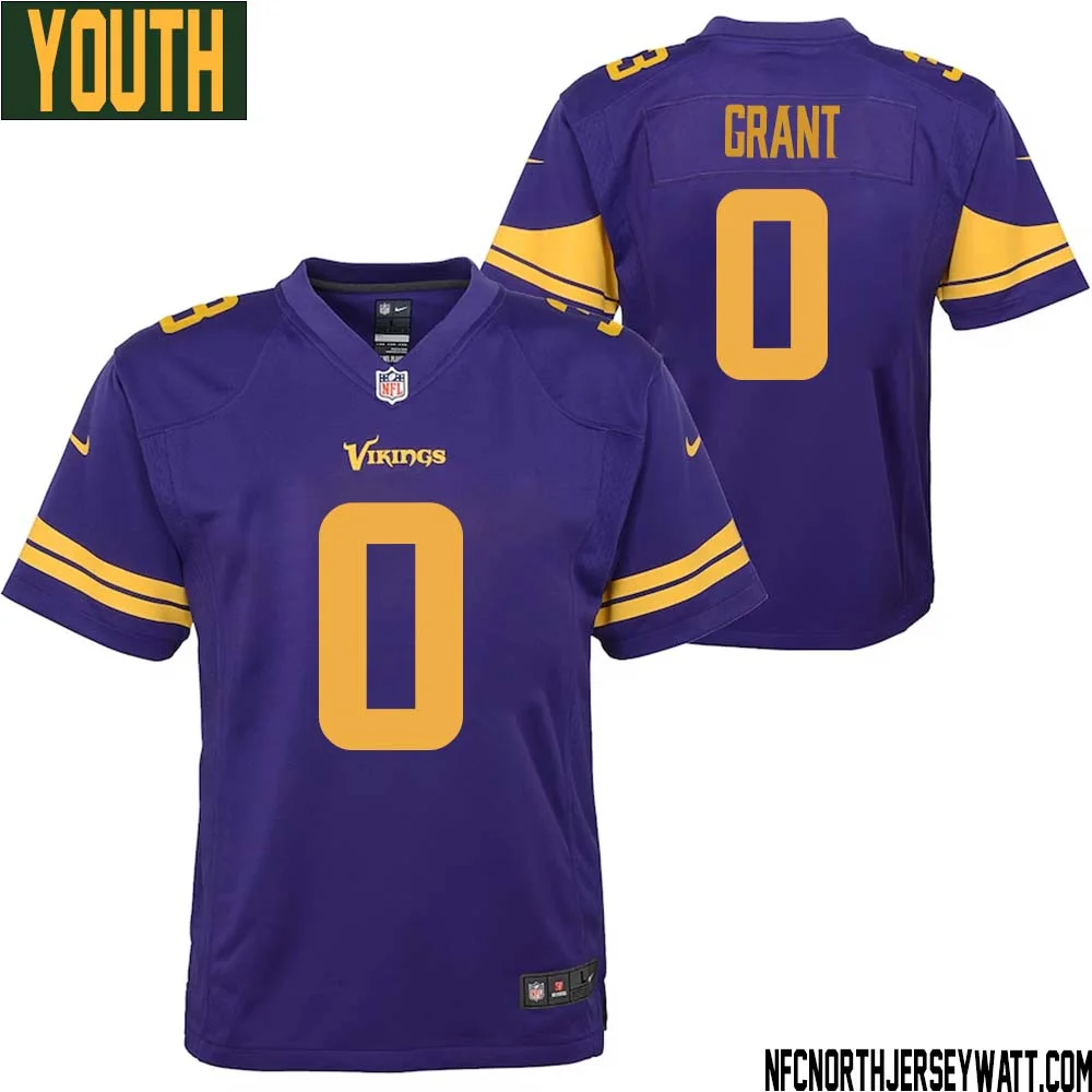 Bud Grant No 0 Youth Purple Minnesota Vikings Color Rush Vapor Untouchable Limited Jersey