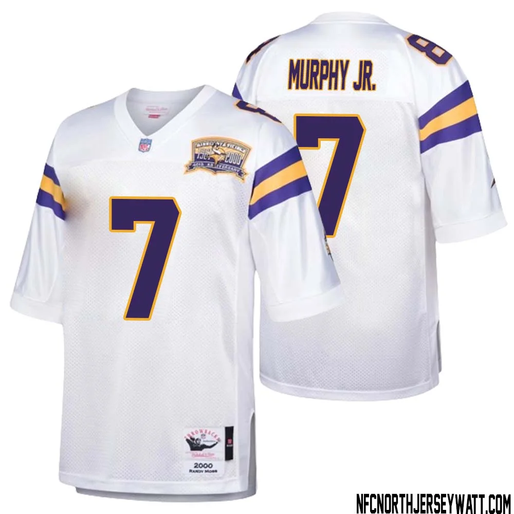 Byron Murphy Jr. No 7 Men Mitchell Ness White Minnesota Vikings Authentic Throwback Retired Player Jersey