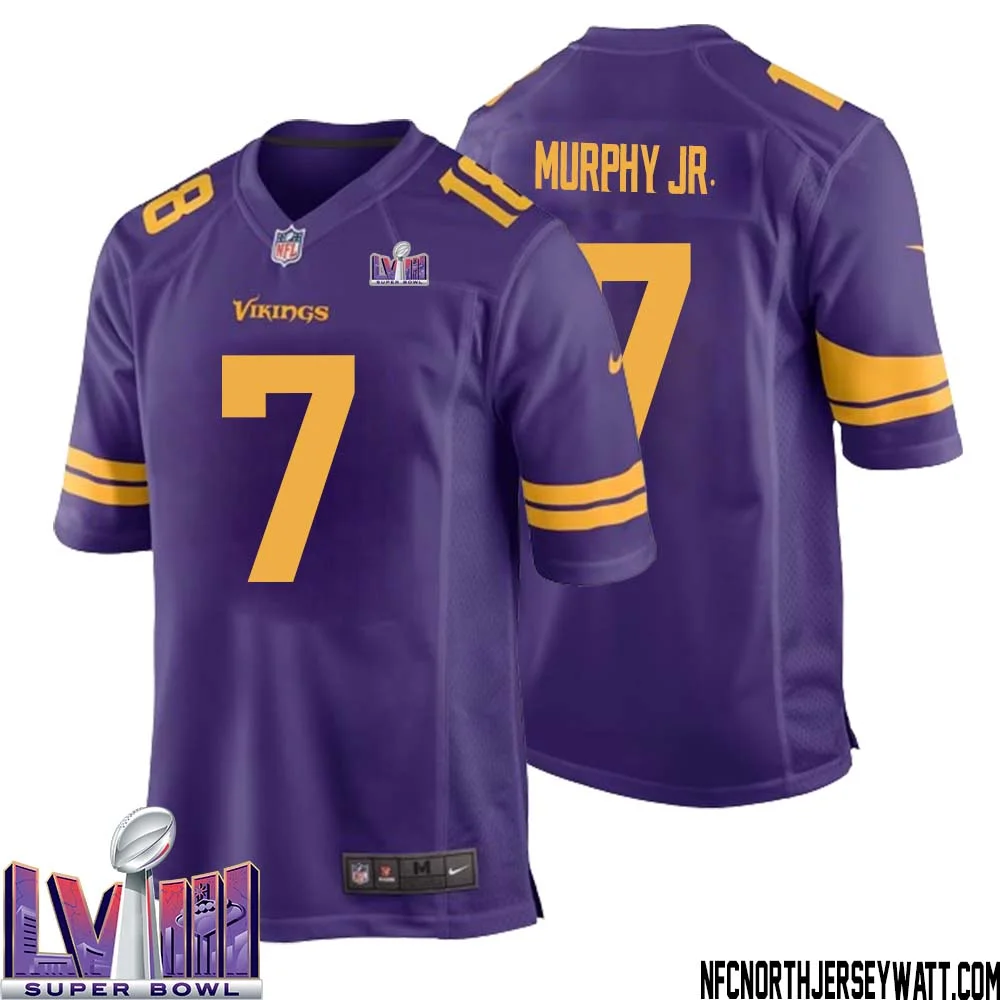 Byron Murphy Jr. No 7 Minnesota Vikings Super Bowl LVIII Alternate Game Jersey Purple for Men
