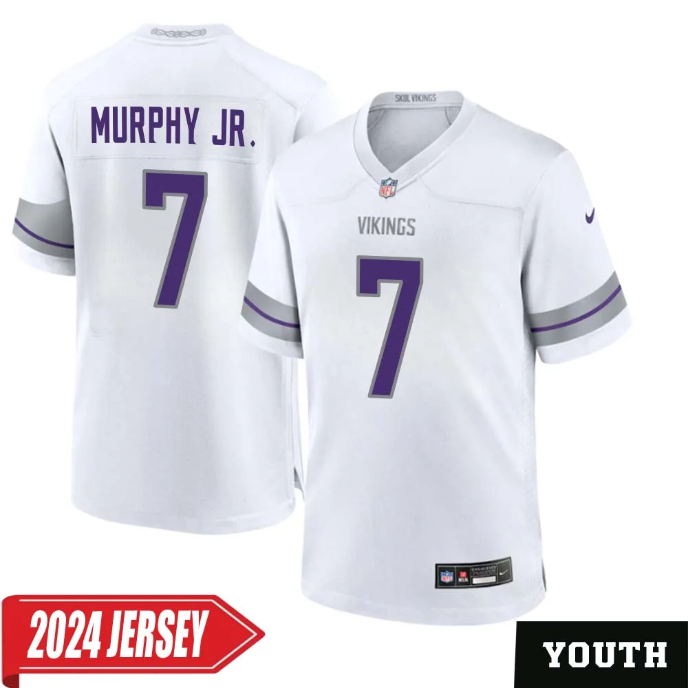 Byron Murphy Jr. No 7 Youth s Minnesota Vikings White Alternate Custom Game 2024 Jersey