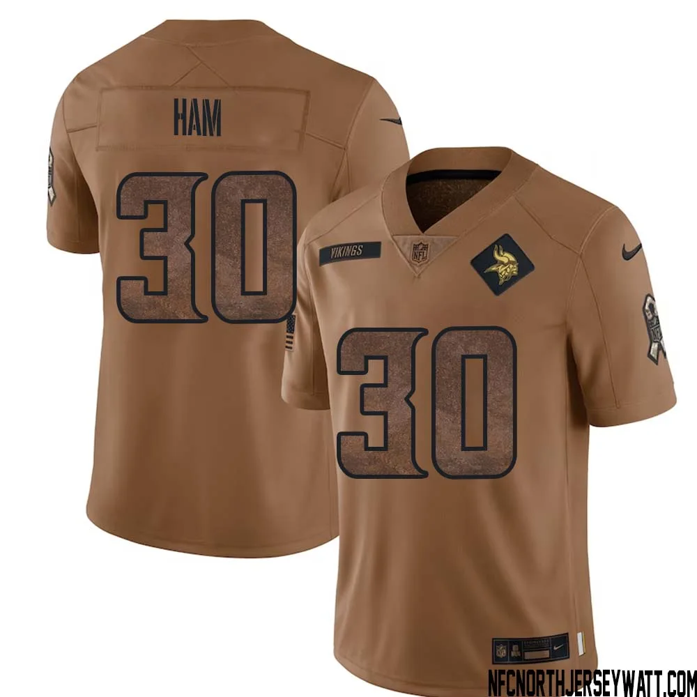 C.J. Ham No 30 Men Brown Minnesota Vikings 2023 Salute To Service Limited Jersey