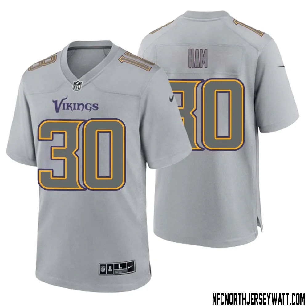 C.J. Ham No 30 Men Gray Minnesota Vikings Atmosphere Fashion Game Jersey