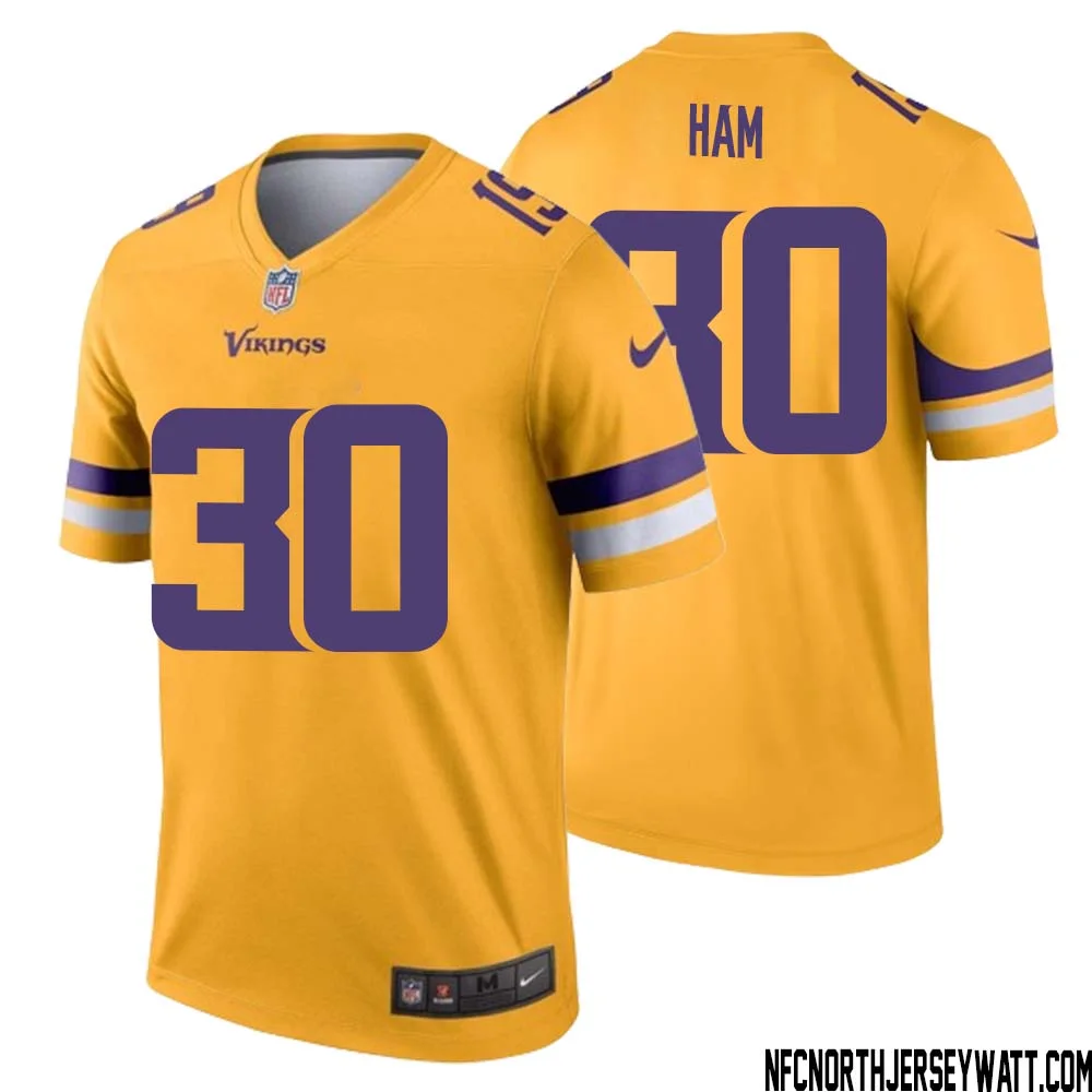 C.J. Ham No 30 Men Minnesota Vikings Gold Inverted Legend Jersey