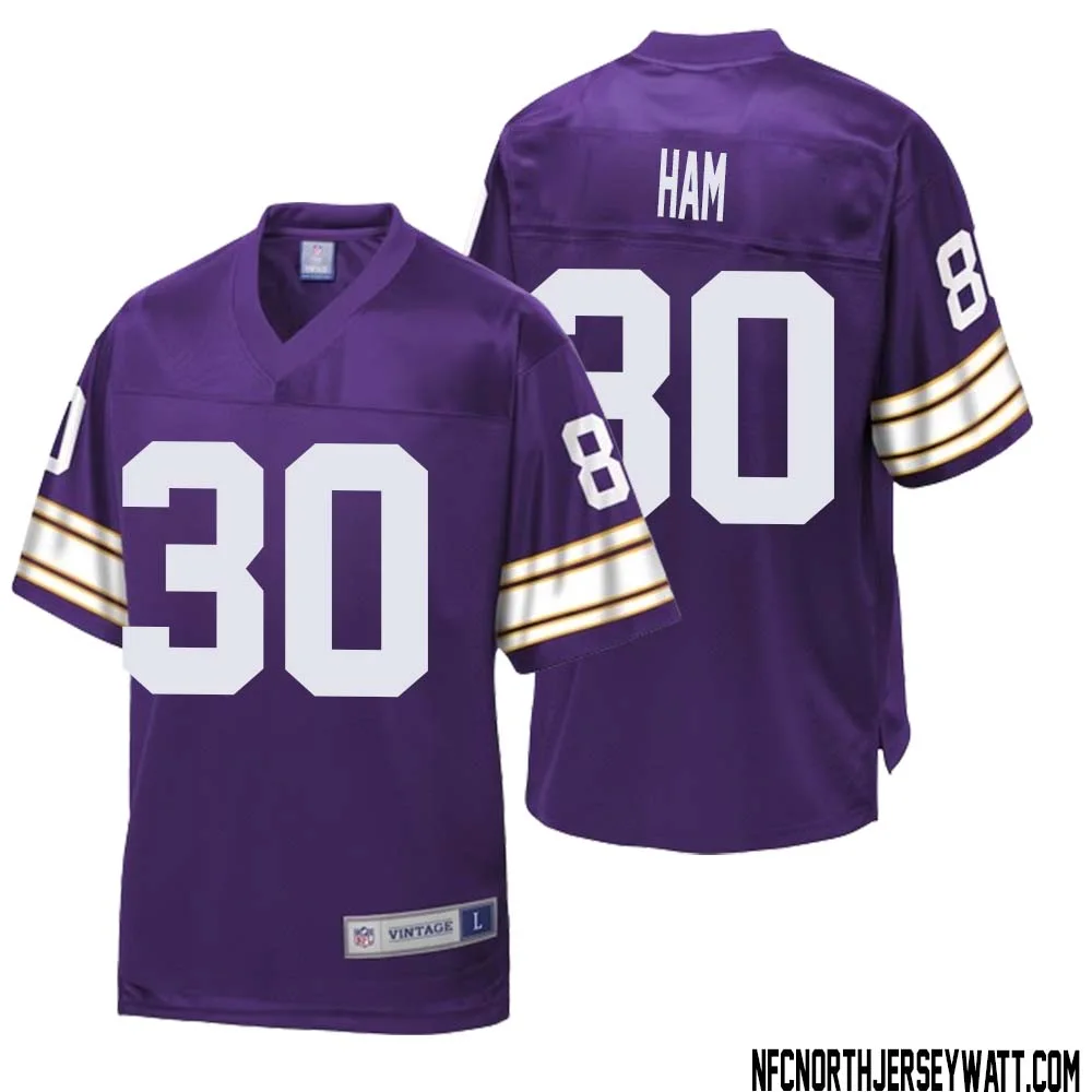 C.J. Ham No 30 Men NFL Pro Line Purple Minnesota Vikings Retired Player Replica Jersey 1