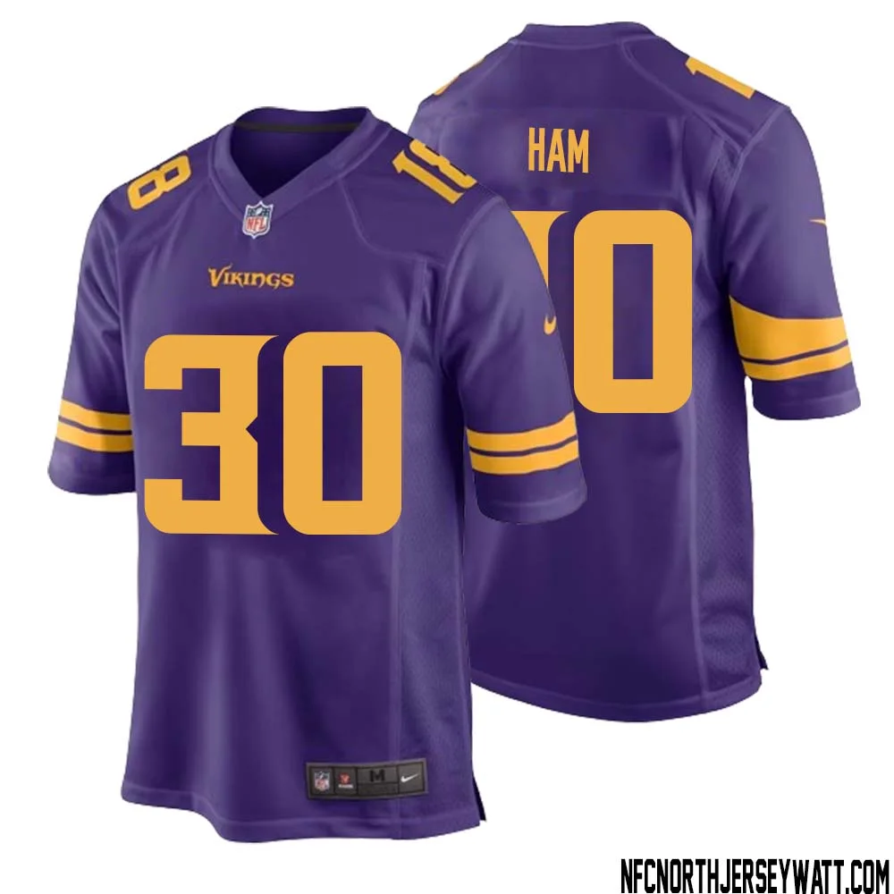C.J. Ham No 30 Men Purple Minnesota Vikings Alternate Game Jersey