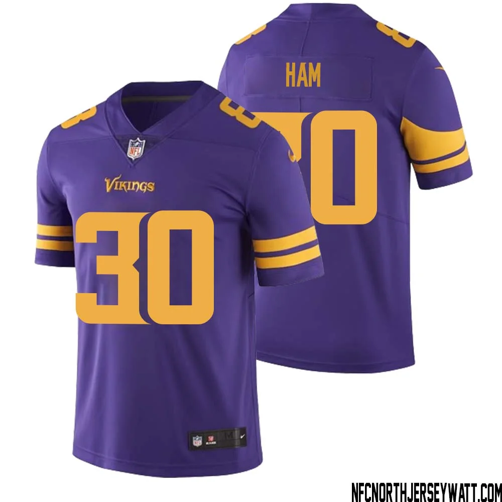 C.J. Ham No 30 Men Purple Minnesota Vikings Color Rush Vapor Untouchable Limited Jersey 1