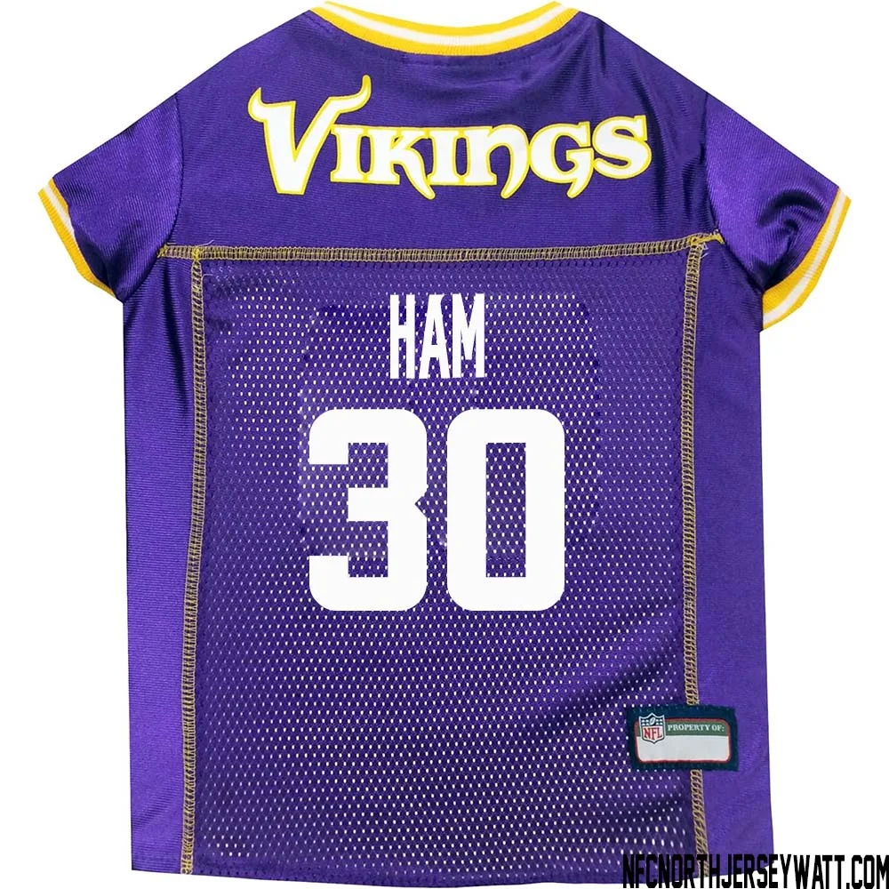 C.J. Ham No 30 Purple Minnesota Vikings Dog Jersey