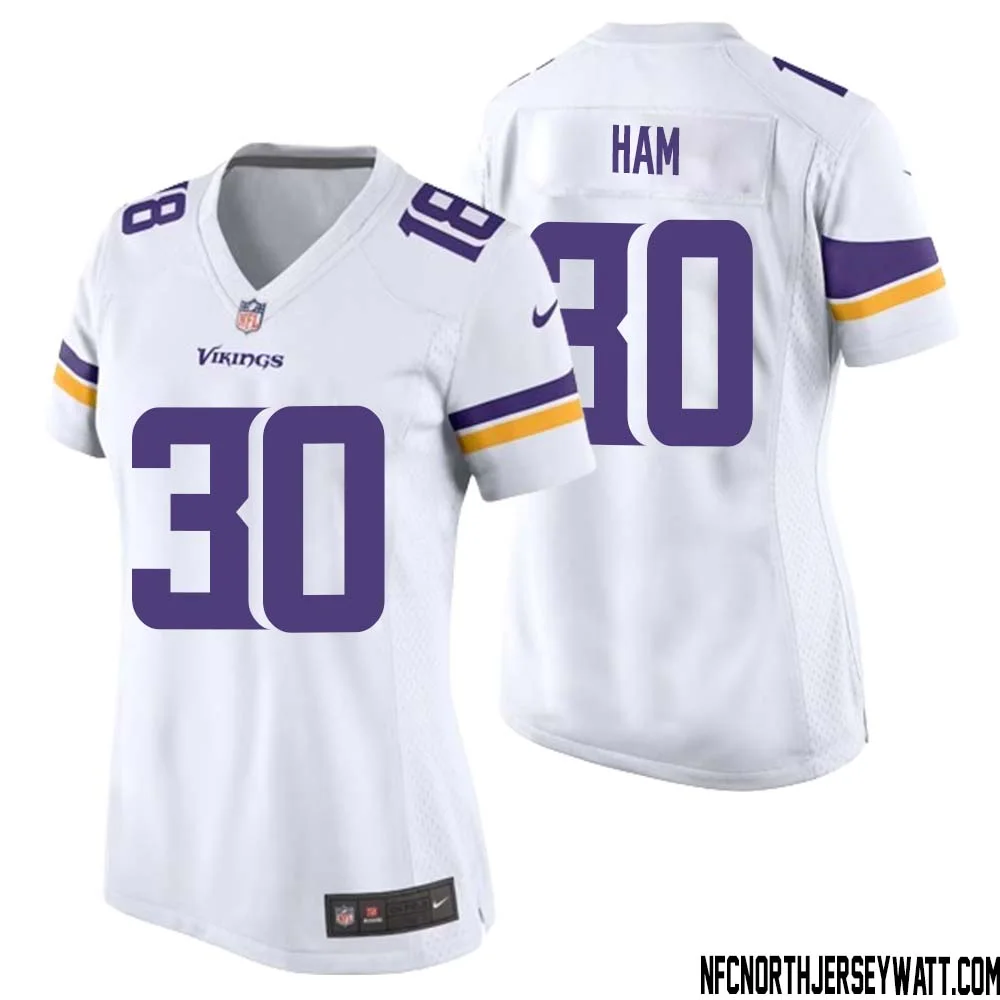 C.J. Ham No 30 Women White Minnesota Vikings Game Player Away Jersey 1