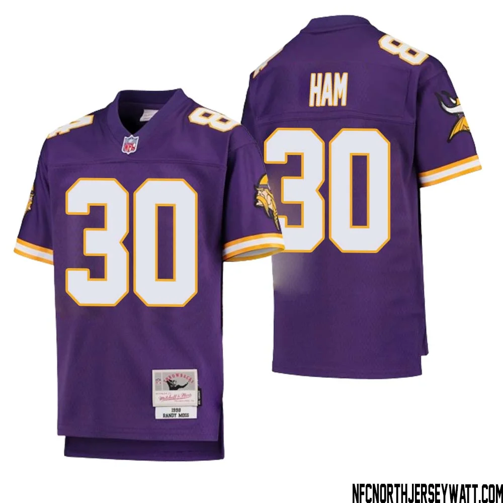 C.J. Ham No 30 Youth Mitchell Ness Purple Minnesota Vikings 1998 Legacy Retired Player Jersey 1