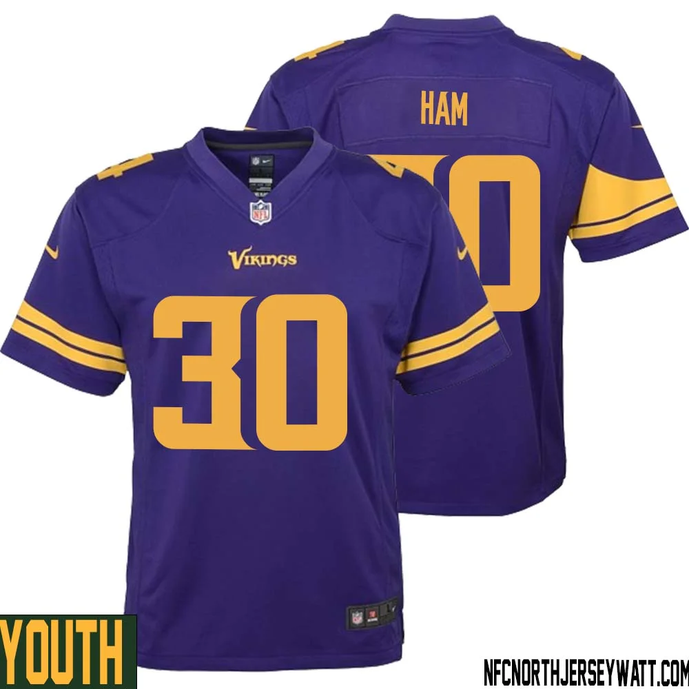 C.J. Ham No 30 Youth Purple Minnesota Vikings Alternate Game Jersey 1