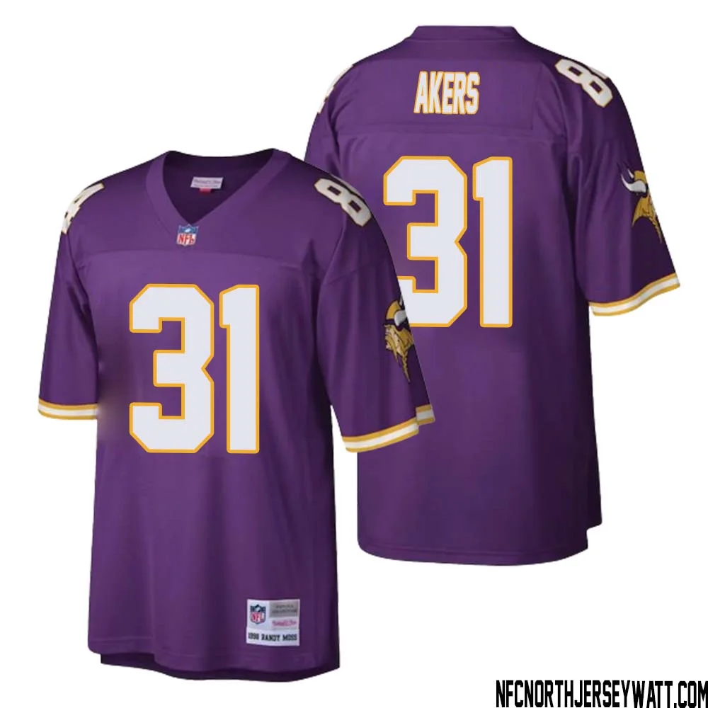 Cam Akers No 31 Men Mitchell Ness Purple Minnesota Vikings Retired Player Legacy Replica Jersey 1