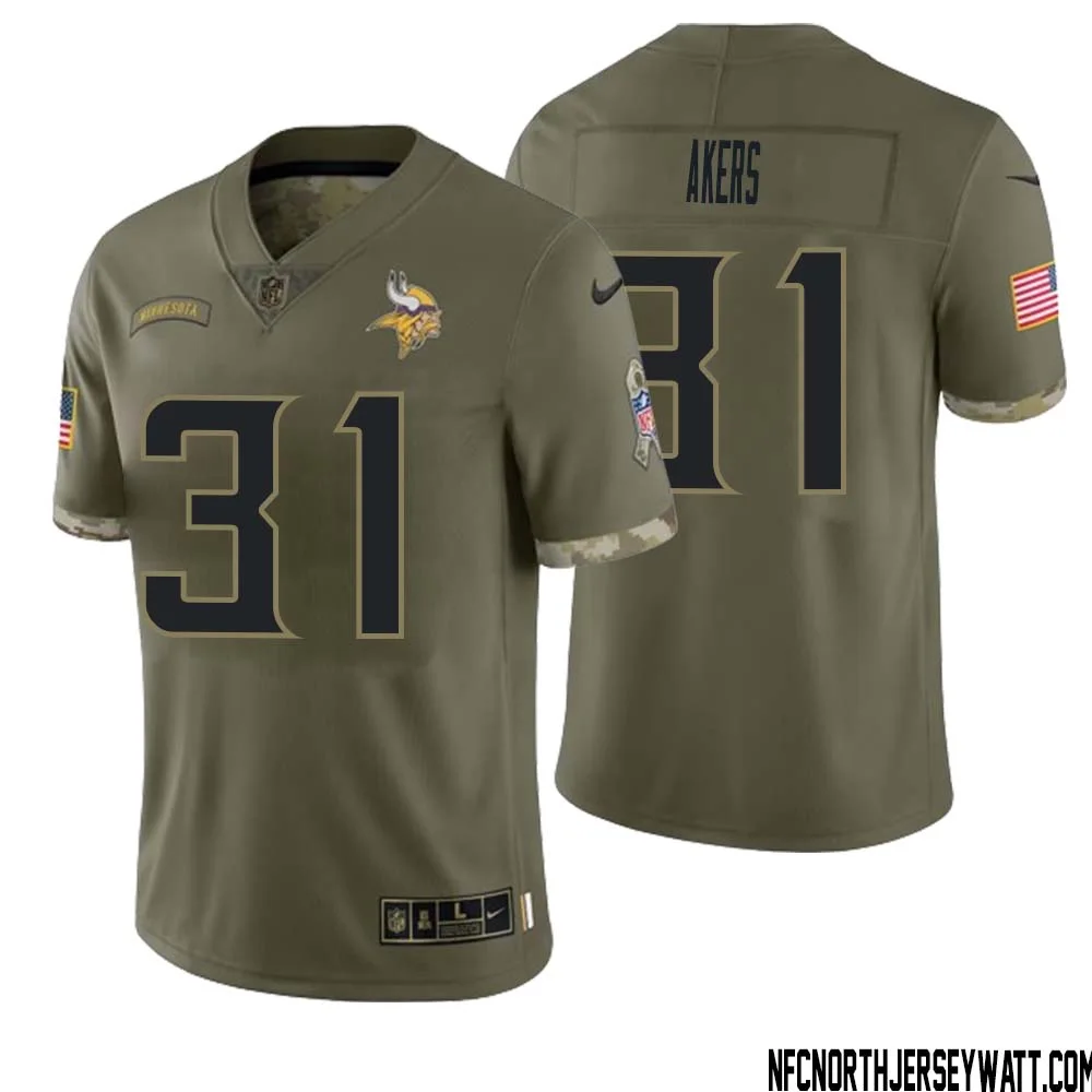 Cam Akers No 31 Men Olive Minnesota Vikings 2022 Salute To Service Retired Player Limited Jersey