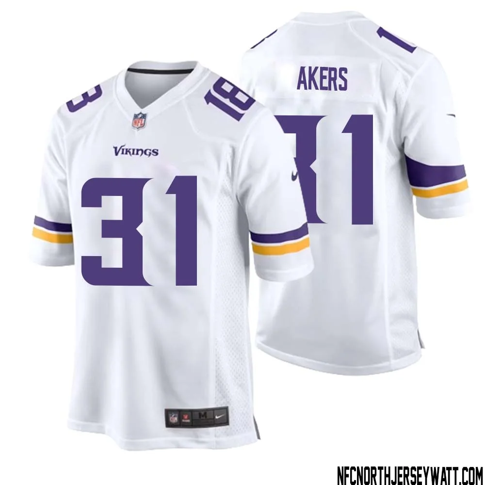 Cam Akers No 31 Men White Minnesota Vikings Game Player Away Jersey