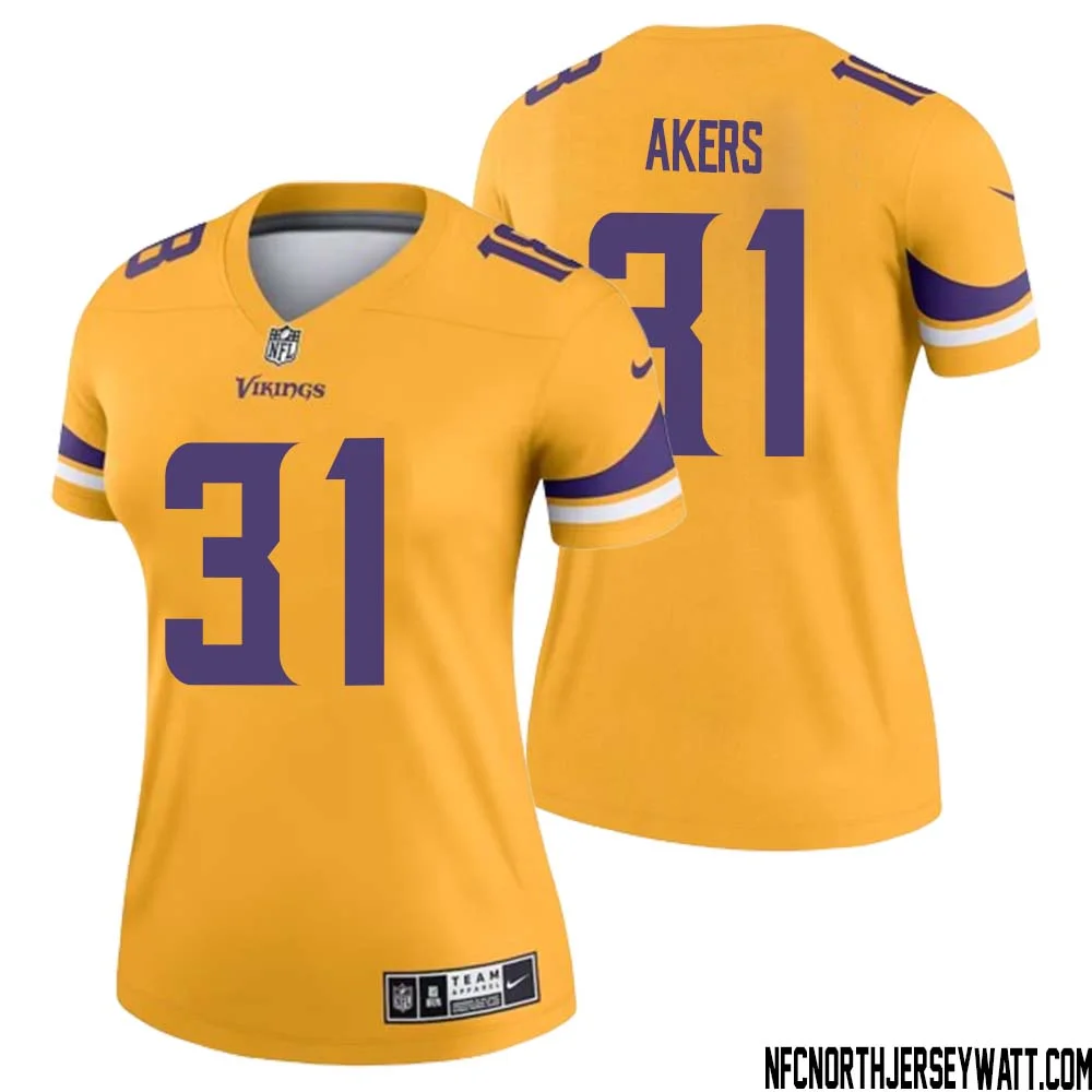 Cam Akers No 31 Women Minnesota Vikings Gold Inverted Legend Jersey 1