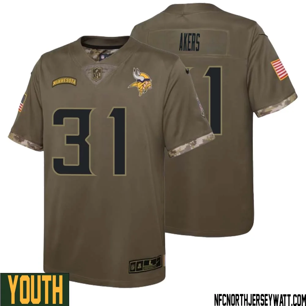 Cam Akers No 31 Youth Olive Minnesota Vikings 2022 Salute To Service Retired Player Limited Jersey